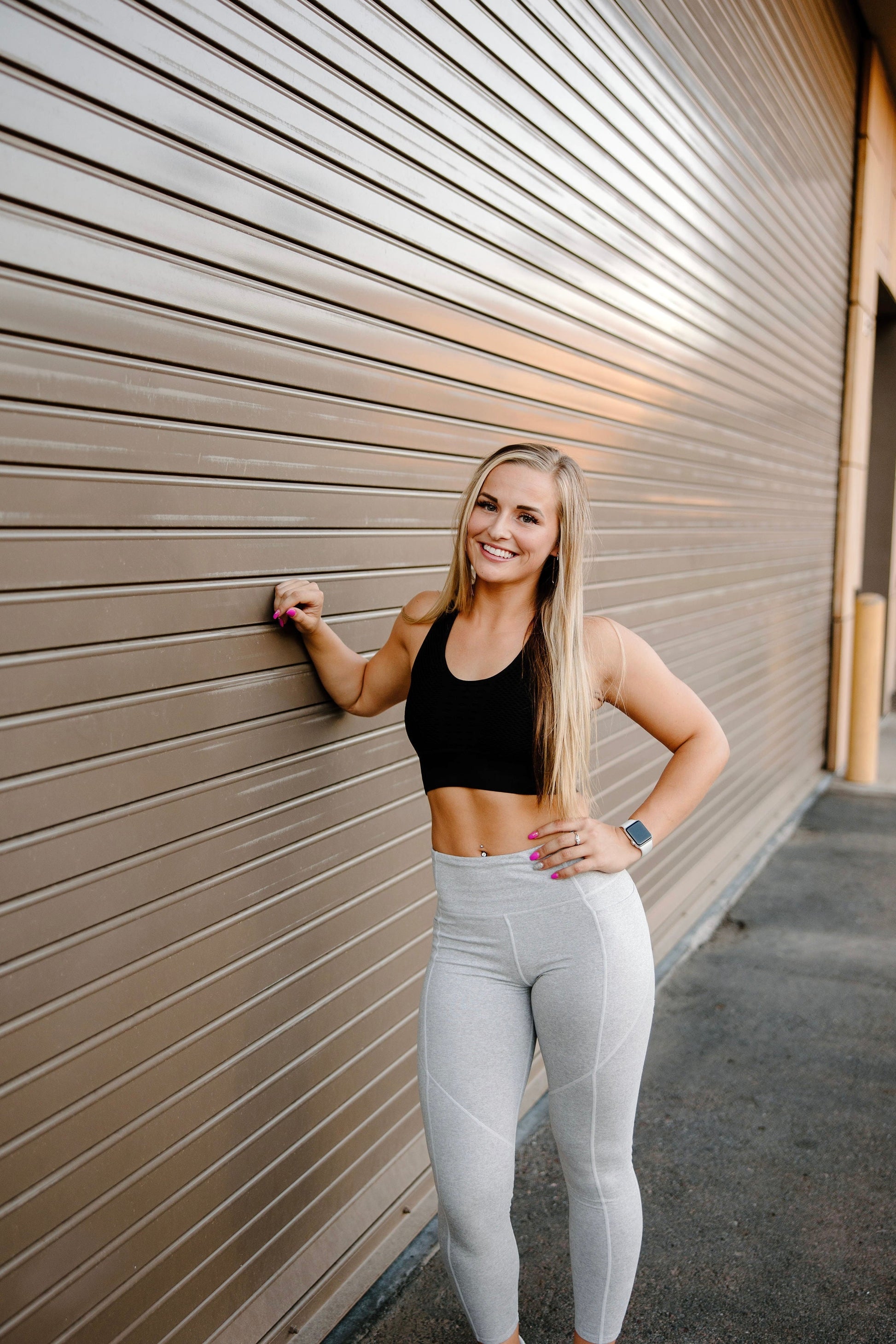 Black Total Grit Sports Bra, casual look from the front, and supportive for workouts or every day tasks.